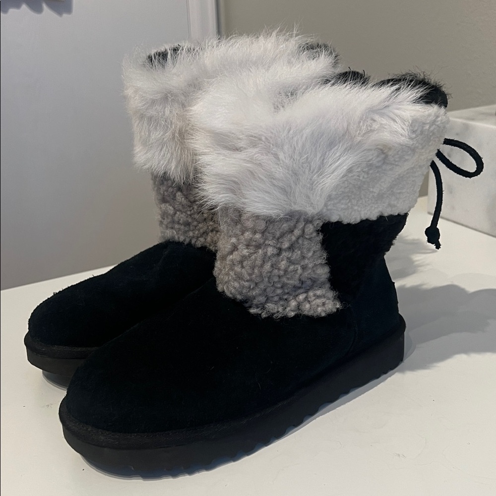 Ugg Patchwork Fluff Classic Short Bootie In Black… - image 4